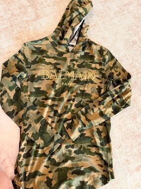 Balmain Camouflage Green and Brown Hoodie Sweater